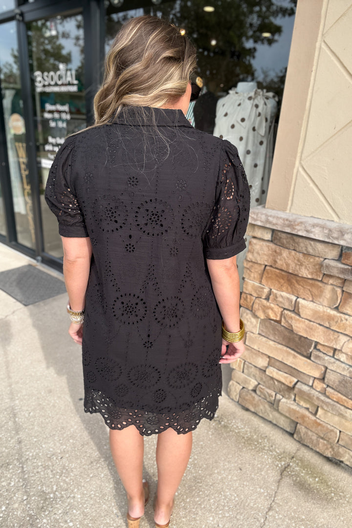 Coastal Eyelet Dress - Black