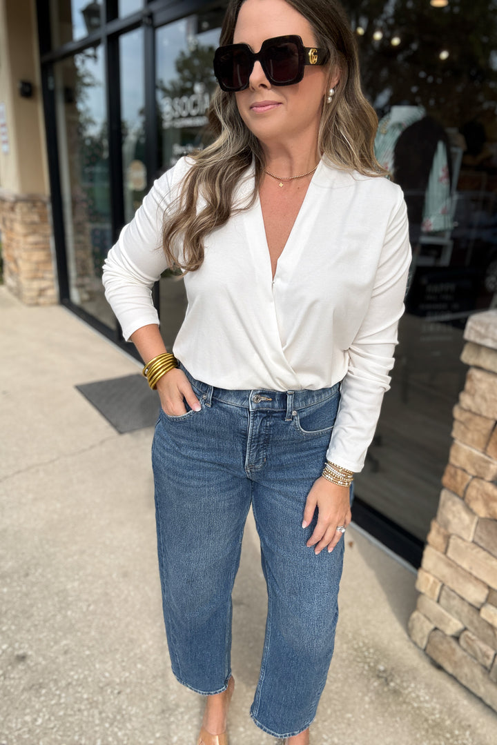 SPANX® CashKnit Long Sleeve Wrap Bodysuit - Ivory