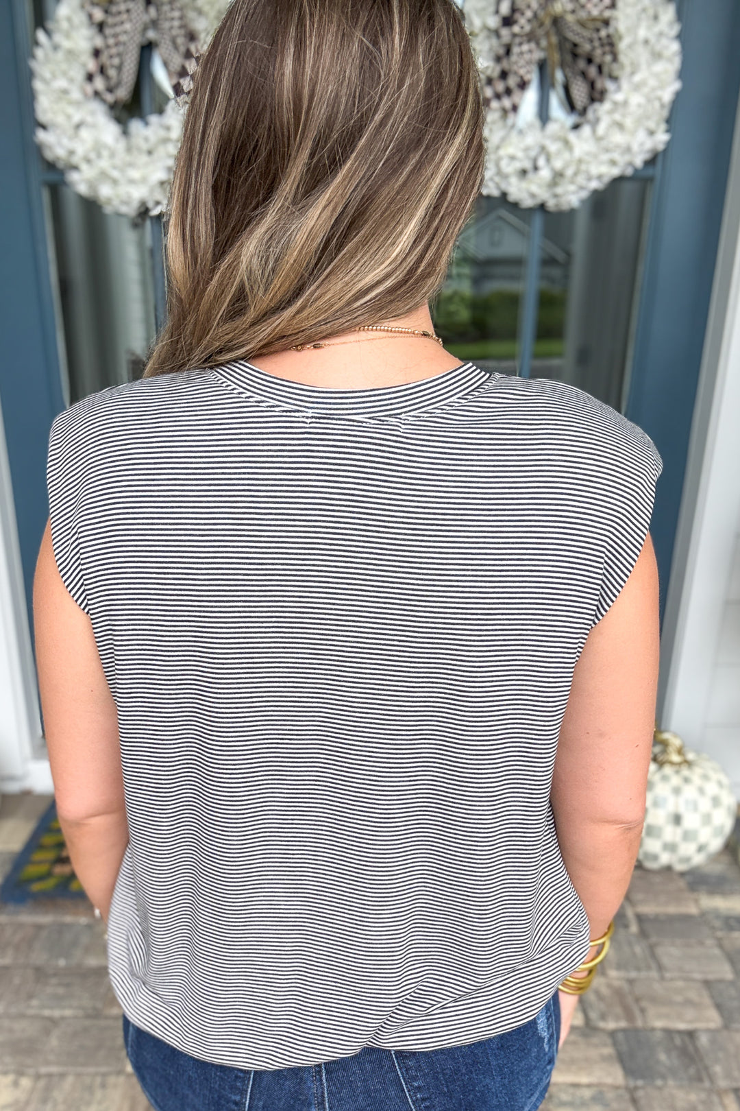 Bubble Saturday Tank - Black + White Stripe