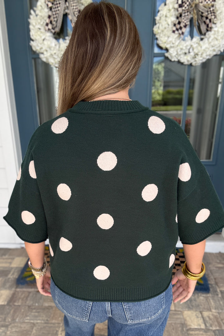 Polka Dot Perfection Sweater - Hunter Green
