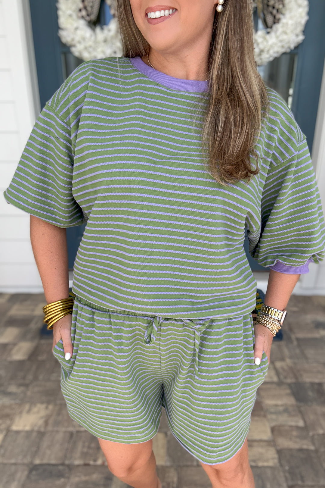 Lavender Fields Stripe Tie Short
