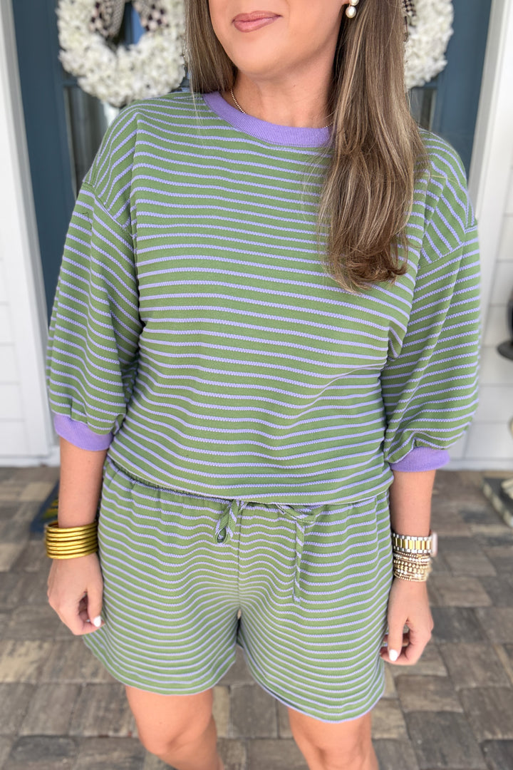 Lavender Fields Stripe Tie Short
