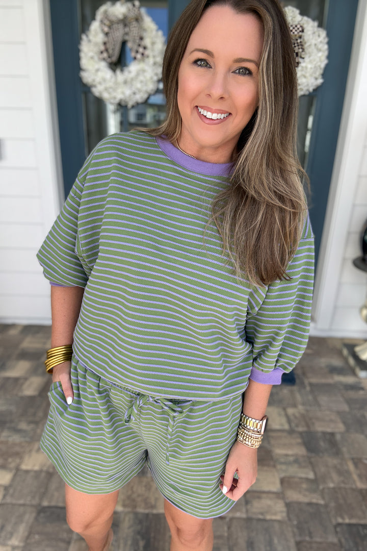 Lavender Fields Stripe Tie Short