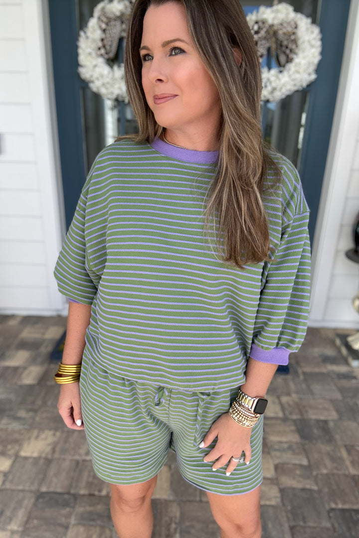Lavender Fields Stripe Tie Short