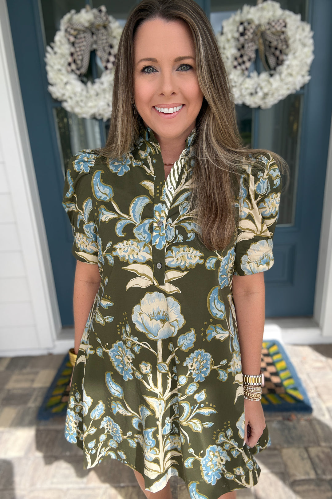Heirloom Floral Mini Dress - Olive