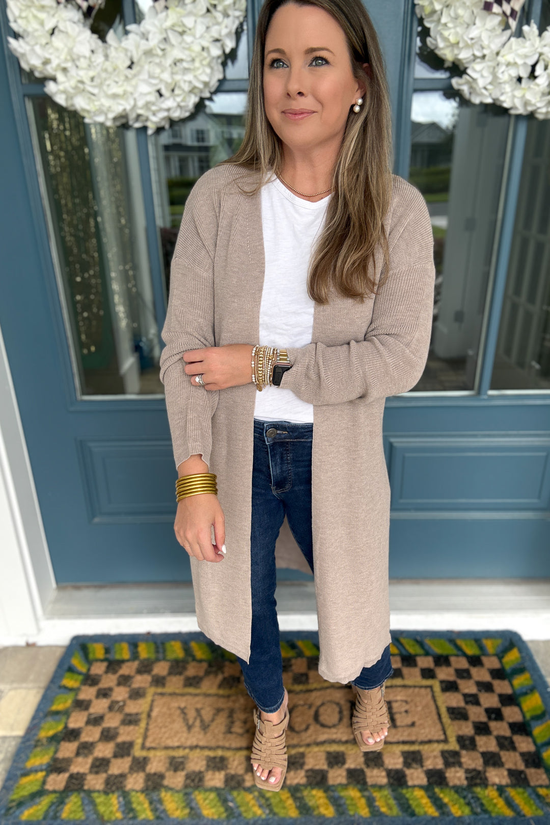 Ribbed Right Long Cardigan - Oatmeal