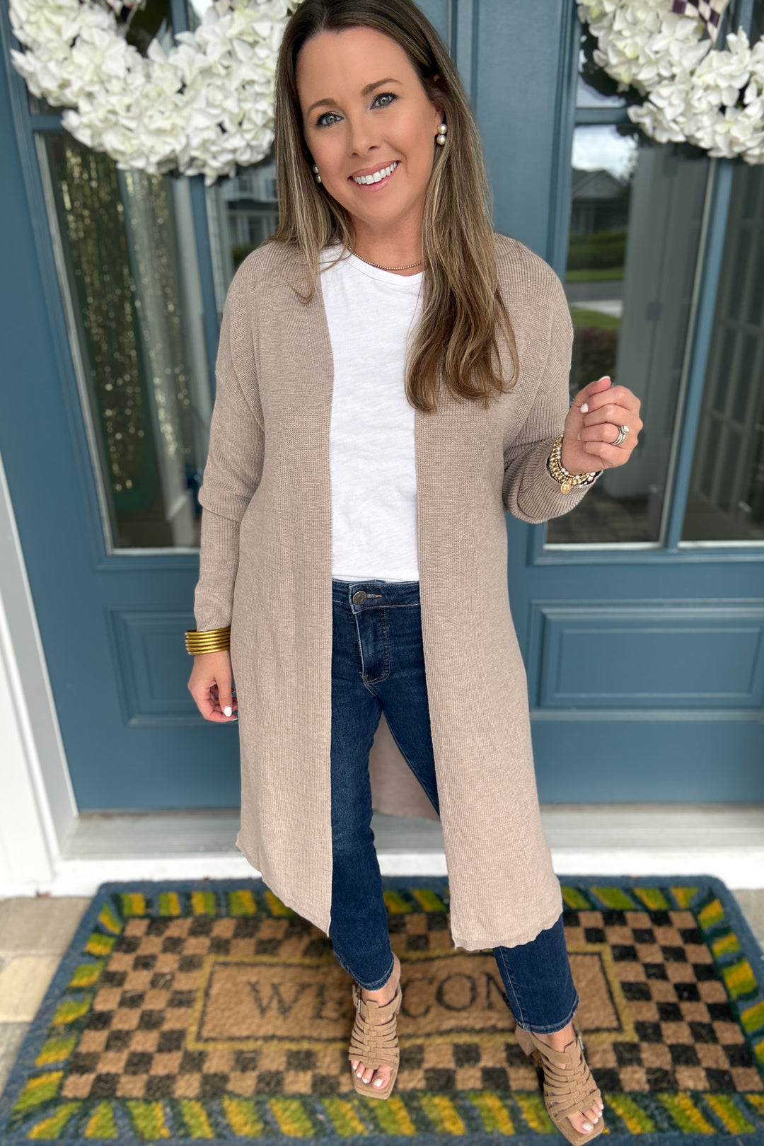 Ribbed Right Long Cardigan - Oatmeal