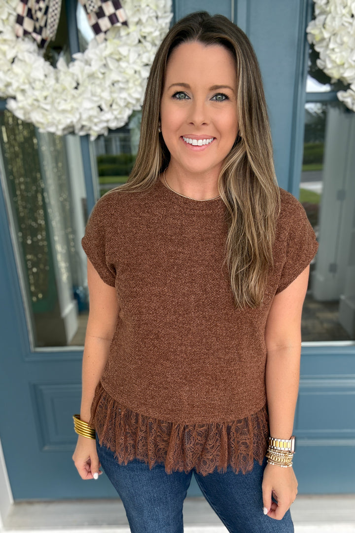 Wildwood Lace Top - Dark Brown