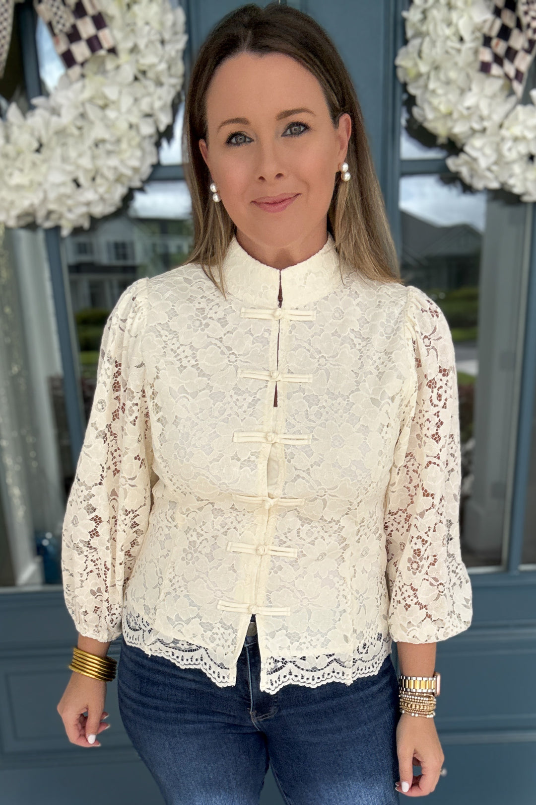 Ivory Elegance Button Up Lace Top
