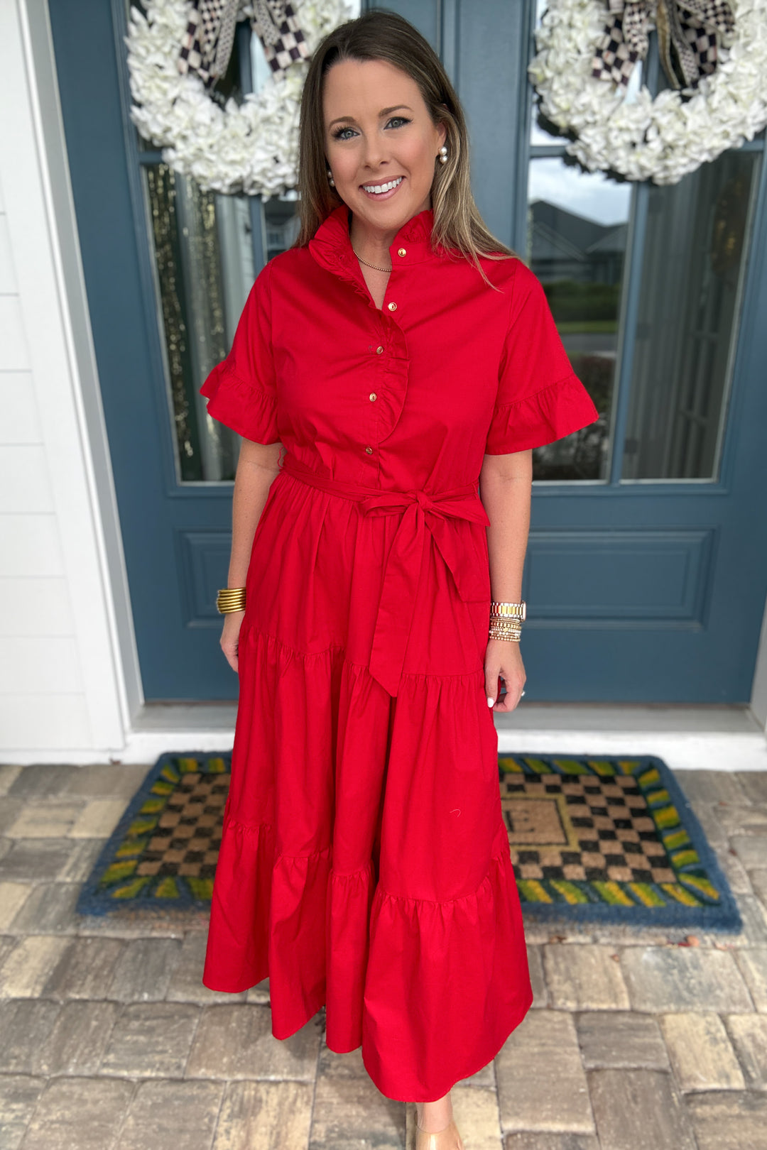 Mary Square: Kate Dress - Festive Red