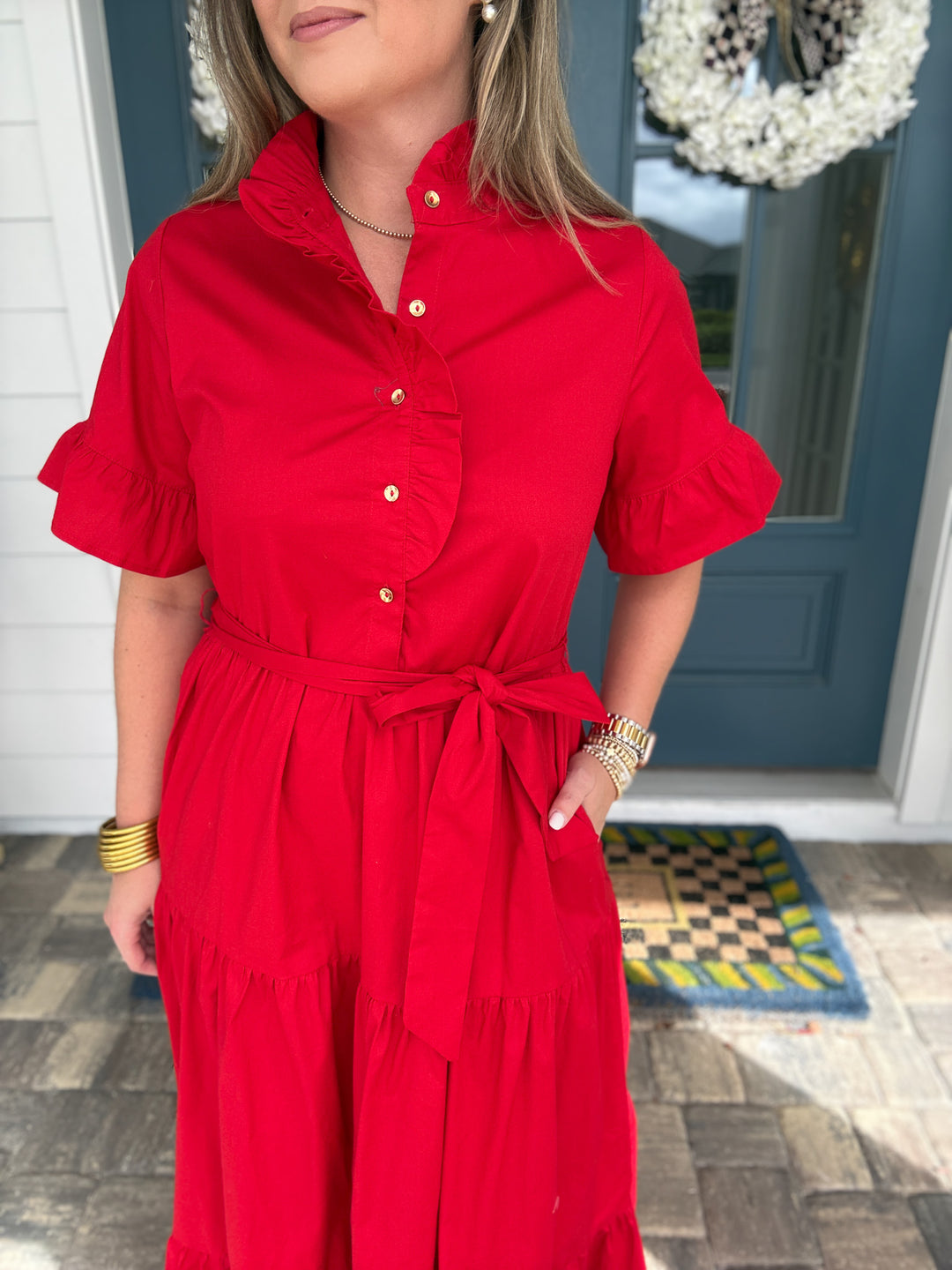 Mary Square: Kate Dress - Festive Red