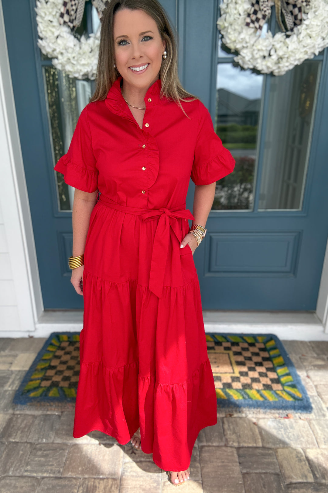 Mary Square: Kate Dress - Festive Red