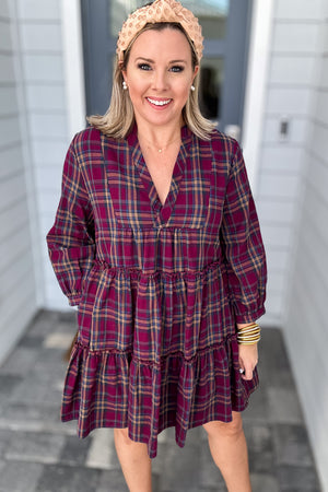 Falling Forever Plaid Dress