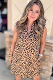 I'm In Love Leopard Shift Dress - Camel