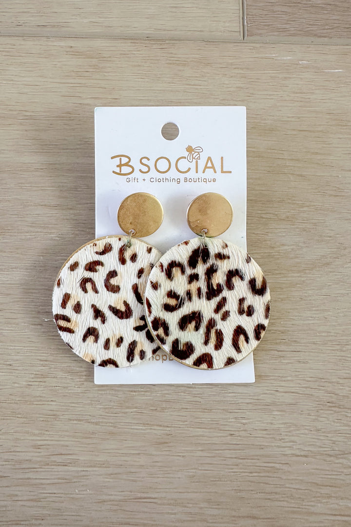 Leopard Round Disc Earring