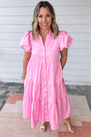 Pink Poplin Maxi Dress