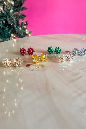Bow Stud Earrings - Christmas