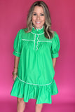 Preppy Ruffle Dress - Kelly Green