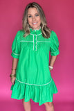 Preppy Ruffle Dress - Kelly Green