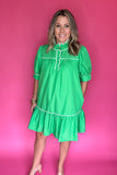 Preppy Ruffle Dress - Kelly Green