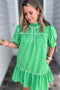 Preppy Ruffle Dress - Kelly Green