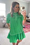 Preppy Ruffle Dress - Kelly Green