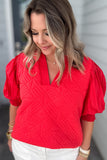One Night Textured Top - Red