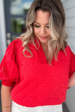 One Night Textured Top - Red