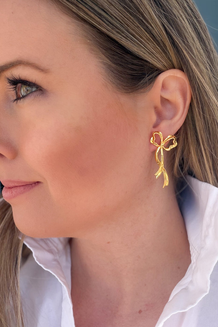 Bayley Bow Earring - 18k Gold Plated