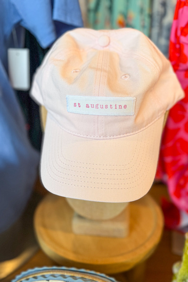 st augustine Hand Stamped Coastal Pink Baseball Hat: Pink