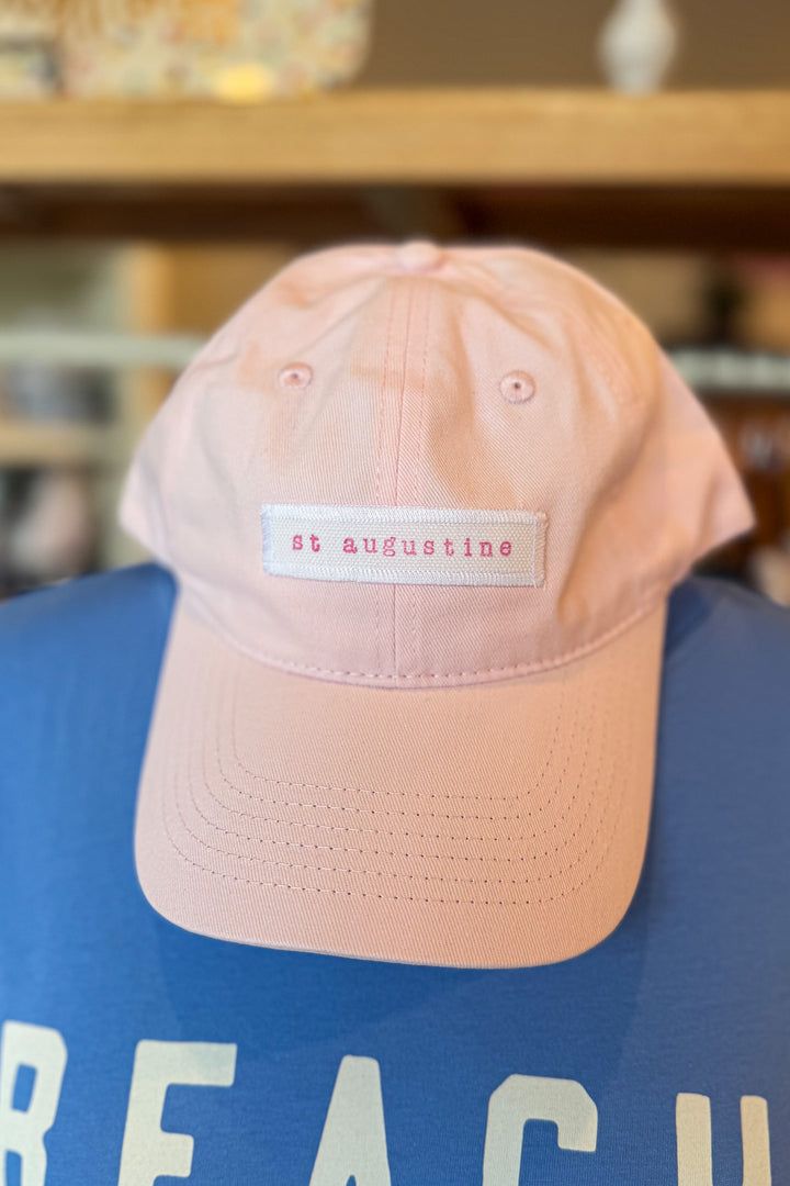 st augustine Hand Stamped Coastal Pink Baseball Hat: Pink