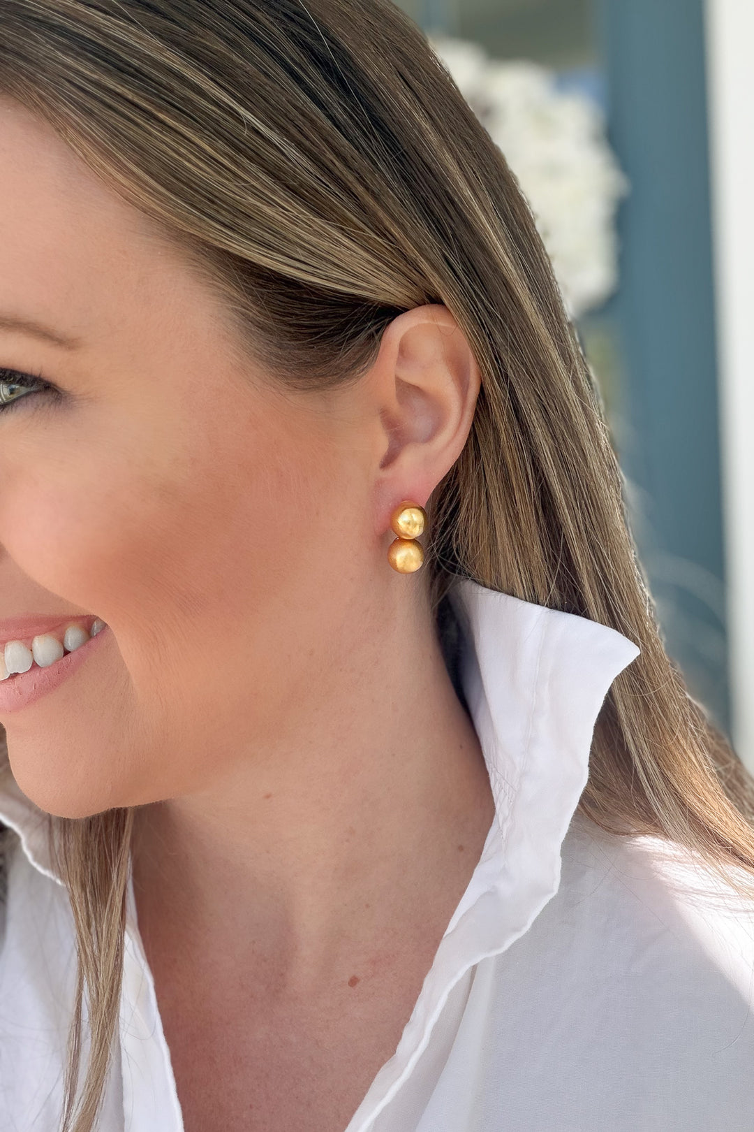 Belle Stud Brushed Gold -  18k Gold Plated