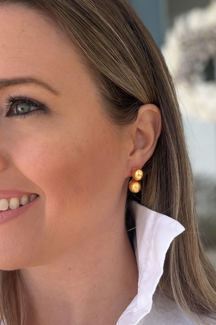 Belle Stud Brushed Gold -  18k Gold Plated