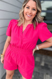 THML: Sophisticated Beauty Romper - Magenta