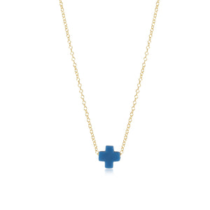 enewton: 16" Necklace Gold - Signature Cross - Cobalt