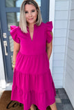 Love On The Brain Midi Dress - Magenta