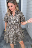 THML: Leopard Lane Puff Sleeve Dress