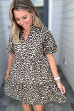 THML: Leopard Lane Puff Sleeve Dress