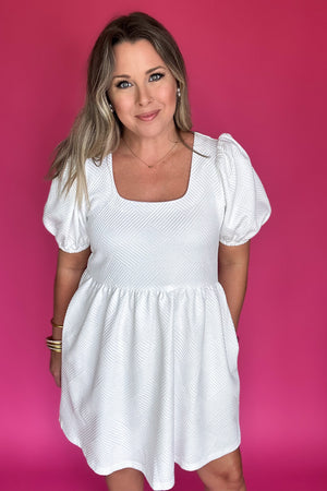 Meet You There Textured Dress - White