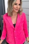 Get To Work Corduroy Blazer - Berry Pink