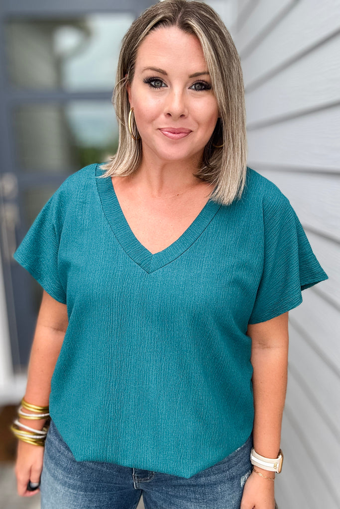 Loving You Is Easy Textured Top - Teal