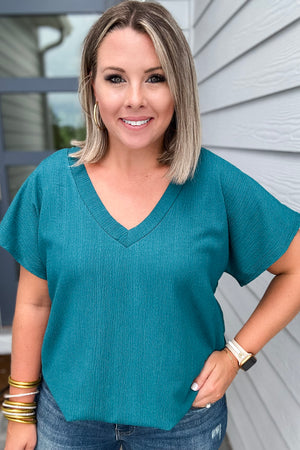 Loving You Is Easy Textured Top - Teal