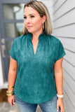 THML: Short Sleeve Suede Top - TEAL