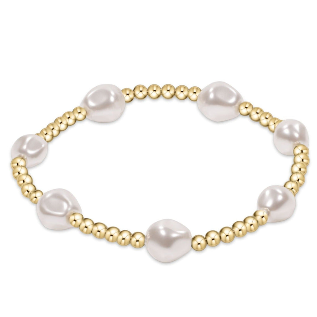 enewton: Admire Gold 3mm Bead Bracelet- Pearl