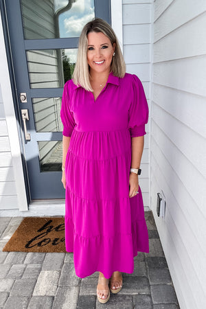 New Direction Midi Dress - Magenta