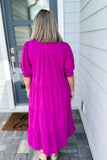 New Direction Midi Dress - Magenta