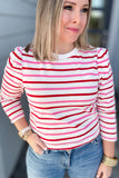 All In Line Stripe Top - Pink + Red