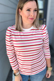All In Line Stripe Top - Pink + Red