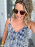 Who You Know Printed Pleated Tank