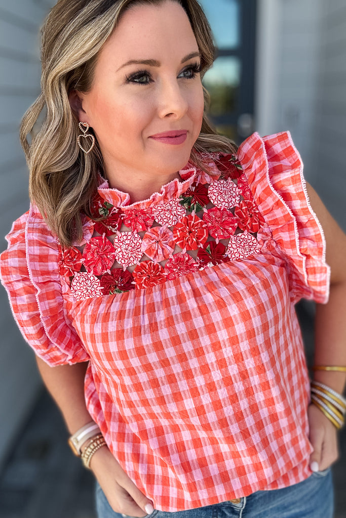 THML: Oh So Sweet Flutter Sleeve Gingham Top